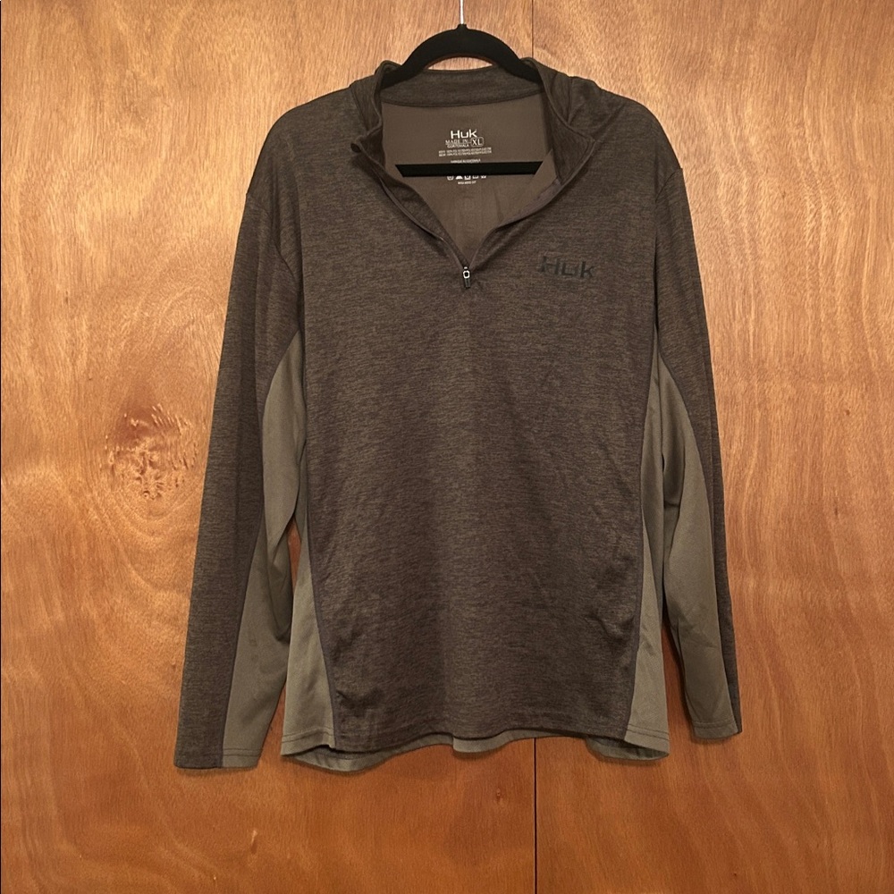 Huk Olive and Brown Quarter Zip Pullover
